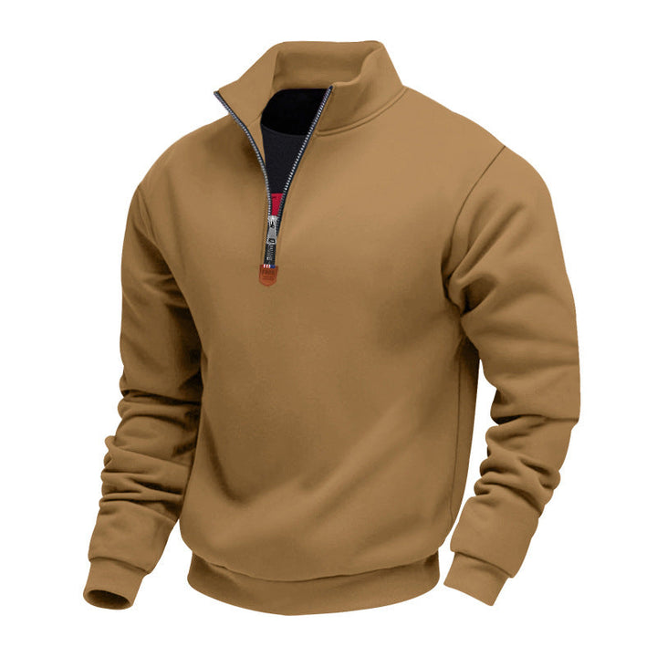 Herren sportlicher Pullover mit halbem Reißverschluss und modischem Stehkragen Drune