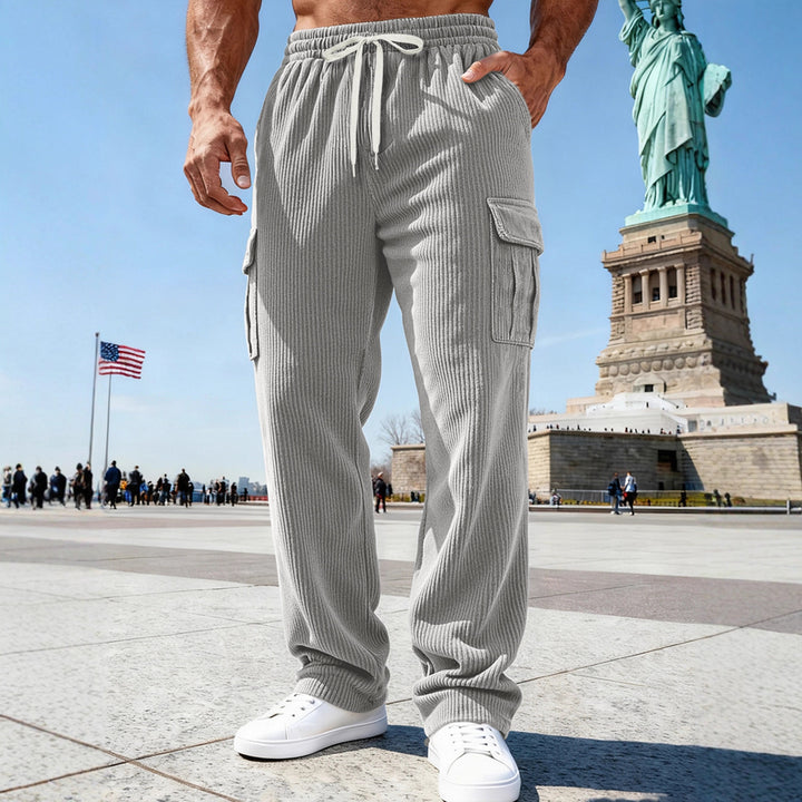 Herren nan gerippte Cargo-Jogginghose mit elastischem Tunnelzugbund und seitlichen Pattentaschen Drune