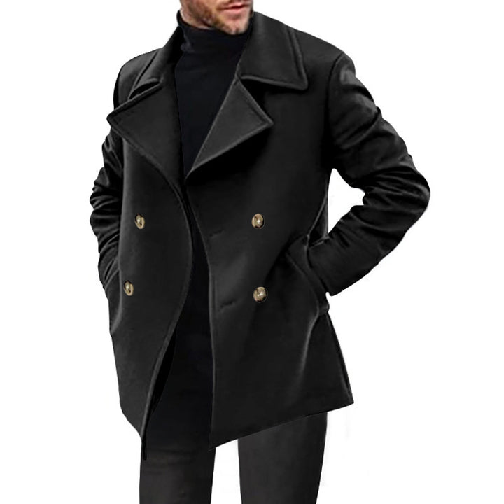 Herren Zweireihiger taillierter Peacoat mit breitem Revers und Eingrifftaschen Drune