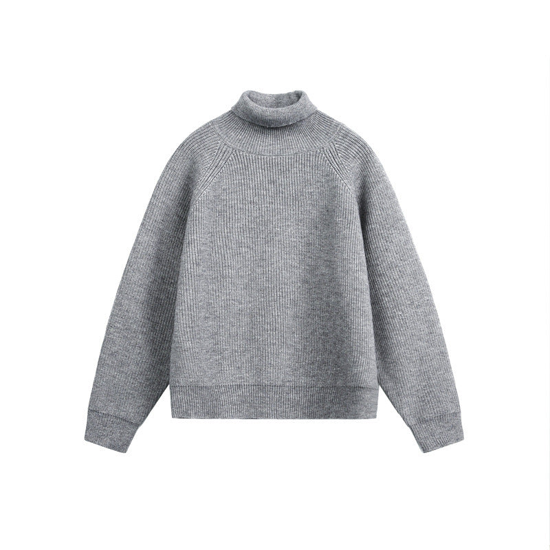 Unisex Rollkragenpullover aus grobem Rippstrick mit Raglanärmeln und geradem Saum Drune