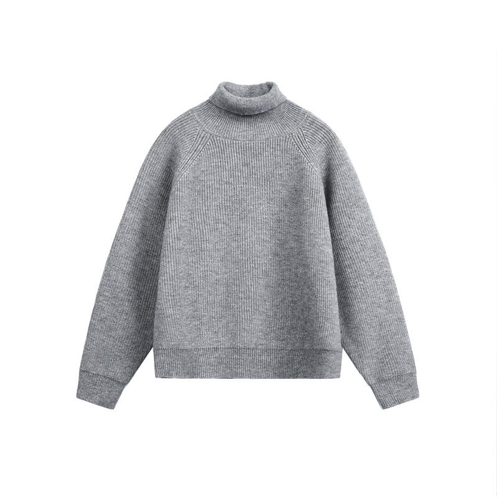 Unisex Rollkragenpullover aus grobem Rippstrick mit Raglanärmeln und geradem Saum Drune