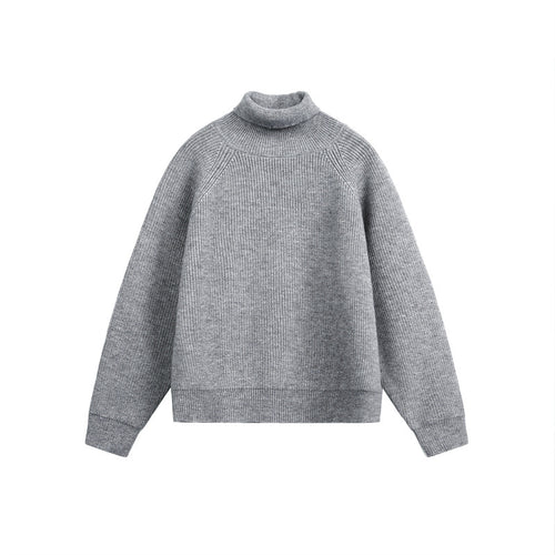 Unisex Rollkragenpullover aus grobem Rippstrick mit Raglanärmeln und geradem Saum Drune