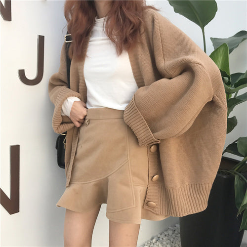 Damen Großer Strickcardigan mit lässigem Design und knöpfbarem Verschluss Drune