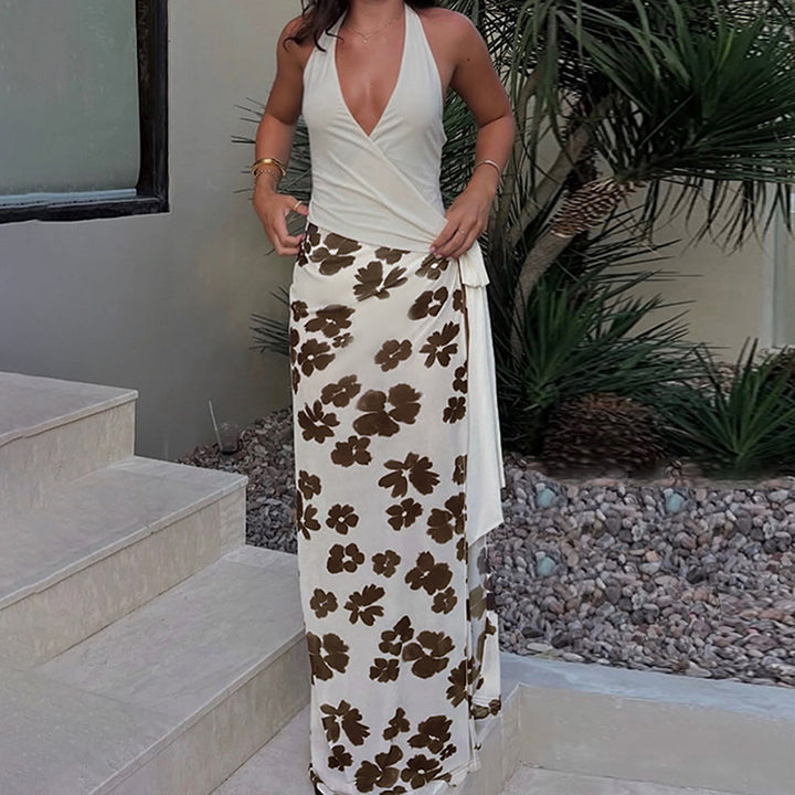 Damen Maxikleid mit Wickel-Oberteil und floralem Muster Drune