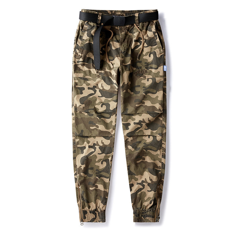 Herren Cargojogger mit Camouflage-Muster, elastischem Tunnelzugbund, Knieverstärkung und Knöchelreißverschluss Drune