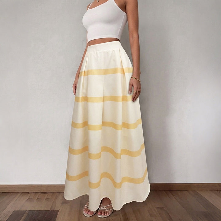 Damen Eleganter Maxirock mit Streifen Drune