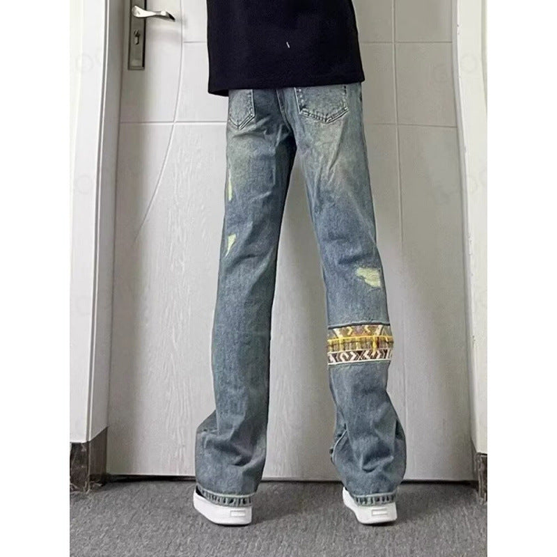 Herren modische und lässige Jeans mit kreativen Zierdetails Drune