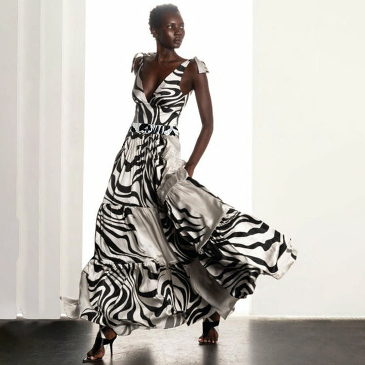 Damen Einteiler Badeanzug mit stilvollem Zebra-Design Drune