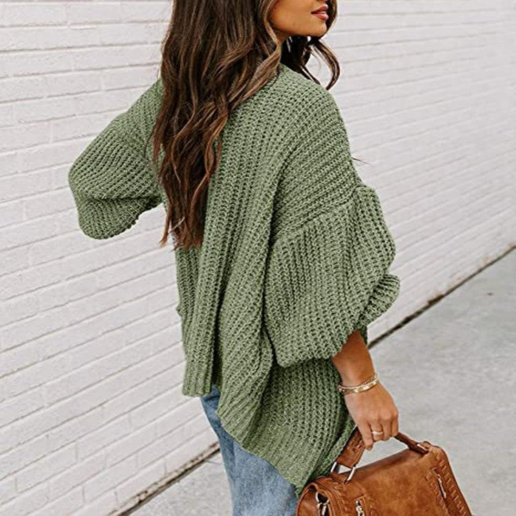 Damen oversized Strickpullover mit weitem Schnitt und tiefem Rückenausschnitt Drune