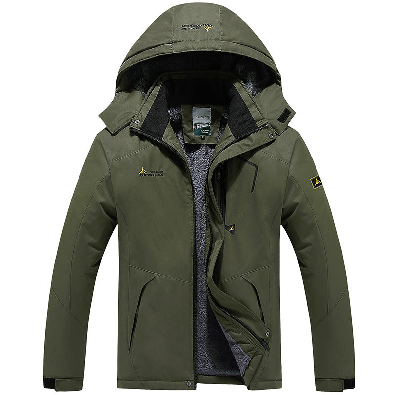 Herren Wasserdichte gefütterte Outdoor-Skijacke mit abnehmbarer Kapuze und Thermofutter Drune