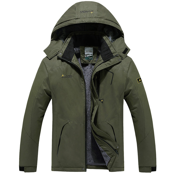 Herren Wasserdichte gefütterte Outdoor-Skijacke mit abnehmbarer Kapuze und Thermofutter Drune