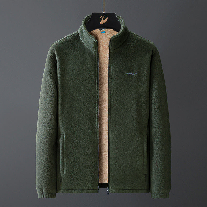 Herren Fleecejacke mit Teddyfutter, Stehkragen und durchgehendem Reißverschluss Drune