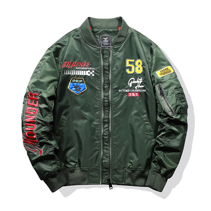 Herren Sportliche Bomberjacke mit bunten Applikationen Drune