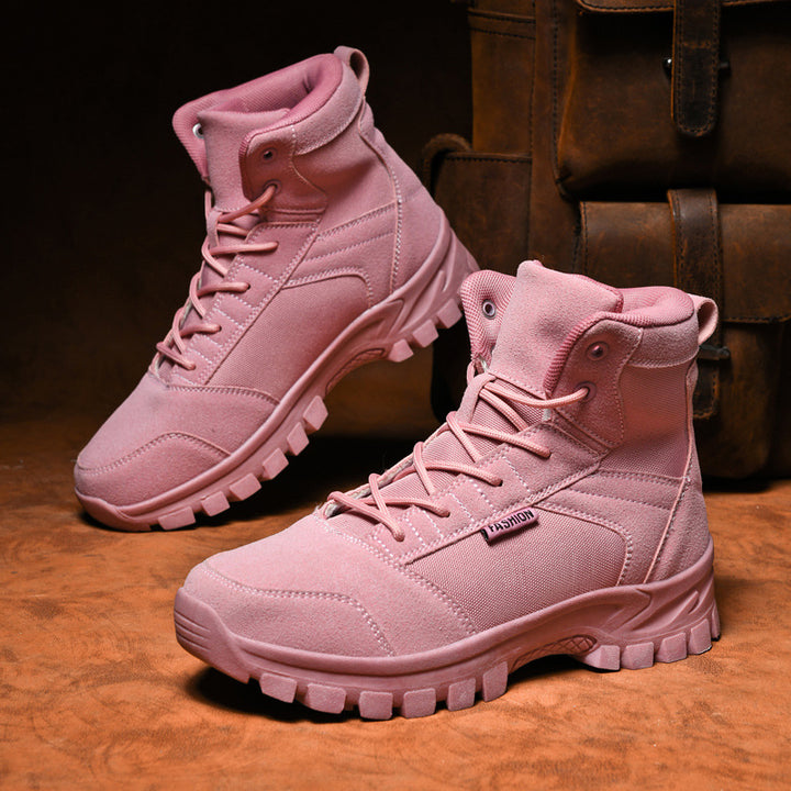 Damen Modische knöchelhohe Einsatz‑Stiefelette im Tactical‑Look mit griffiger Leichtprofilsohle Drune