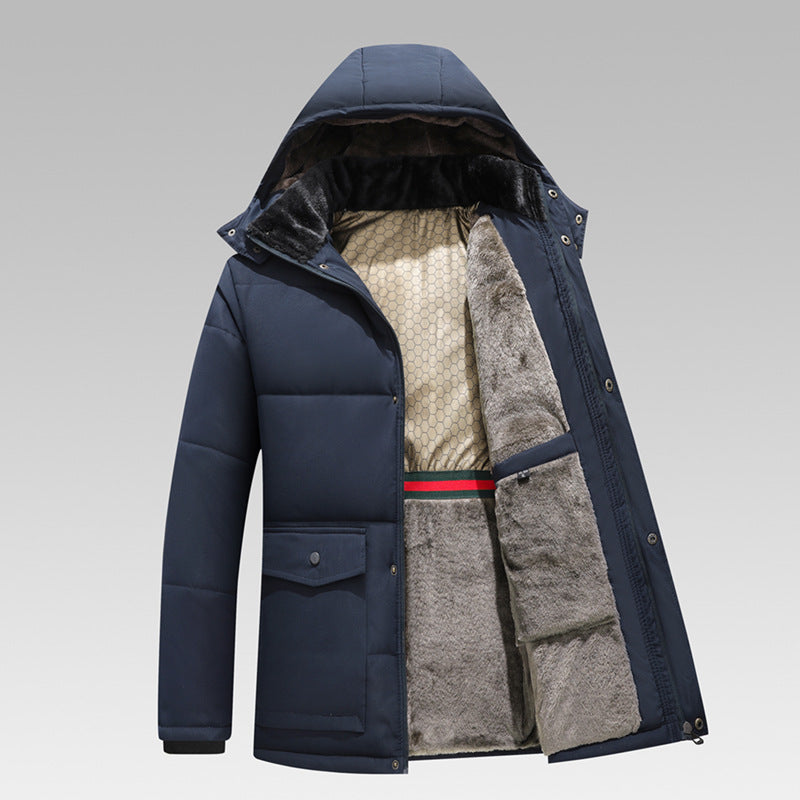 Herren Winterparka mit wärmendem Teddyfutter, abnehmbarer Kapuze und hoher Stehkragen Drune