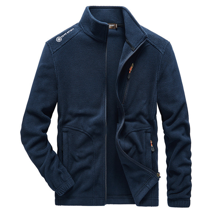 Herren Microfleece-Outdoorjacke mit Stehkragen, durchgehendem Reißverschluss und Ziptaschen Drune