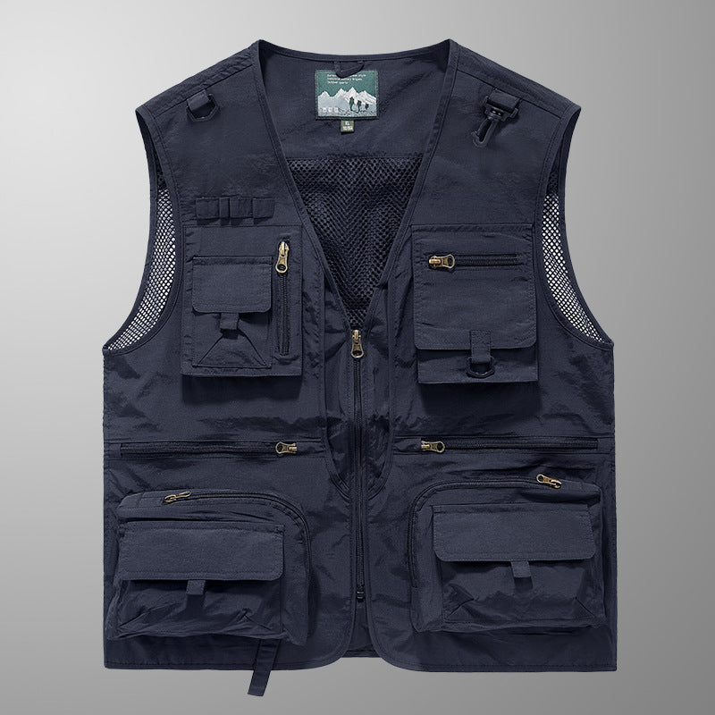 Herren Multifunktionale Outdoorweste mit Mesh‑Belüftung und Mehrfach‑Taschen Drune