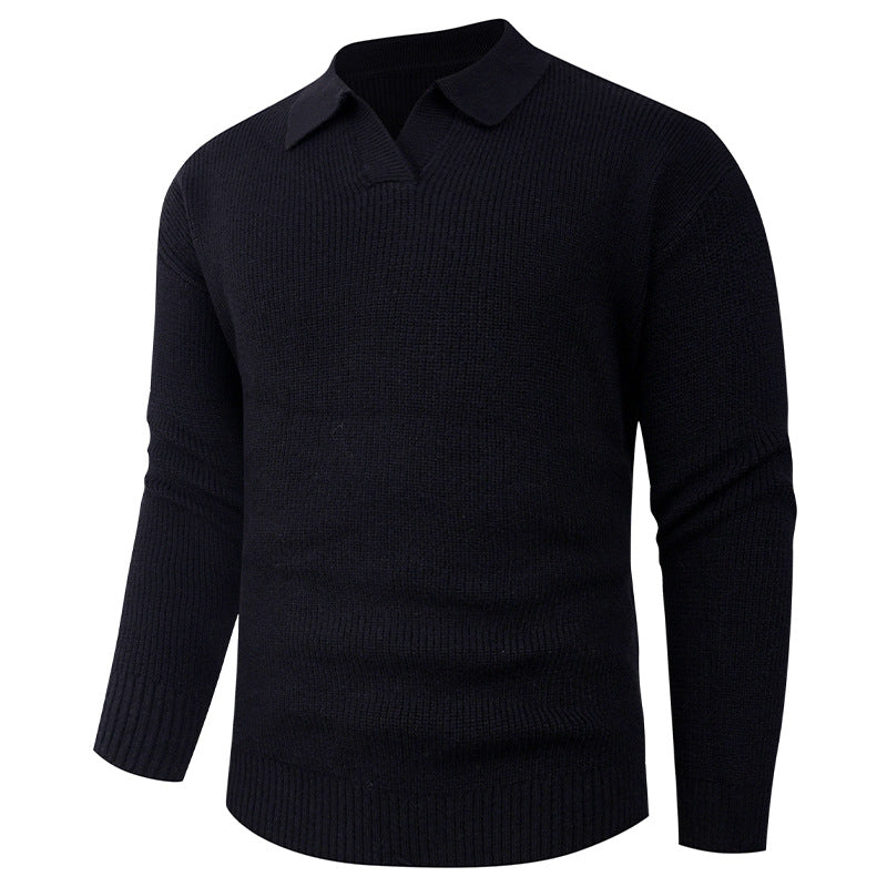 Herren Feines Strick-Poloshirt mit Hemdkragen und geripptem Saum Drune