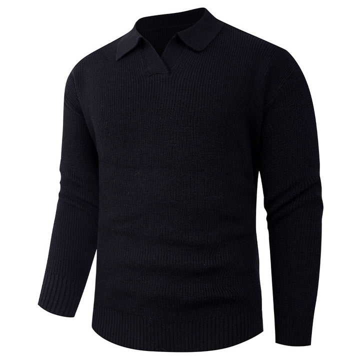 Herren Feines Strick-Poloshirt mit Hemdkragen und geripptem Saum Drune