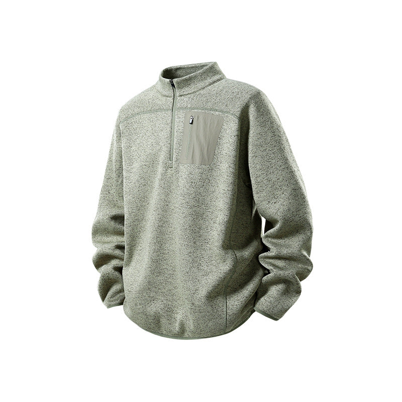 Herren Halbzip-Fleecepullover mit Brustreißverschlusstasche und Stehkragen Drune