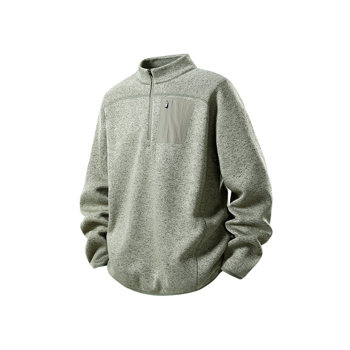 Herren Halbzip-Fleecepullover mit Brustreißverschlusstasche und Stehkragen Drune