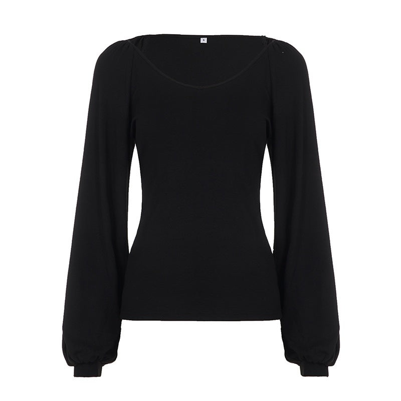 Damen Tailliertes Langarmshirt mit Ballonärmeln Drune