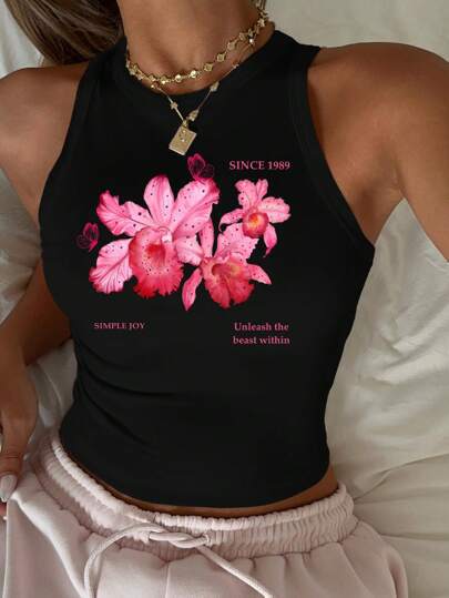 Damen ärmelloses Tanktop mit fröhlichem Kirschmotiv Drune