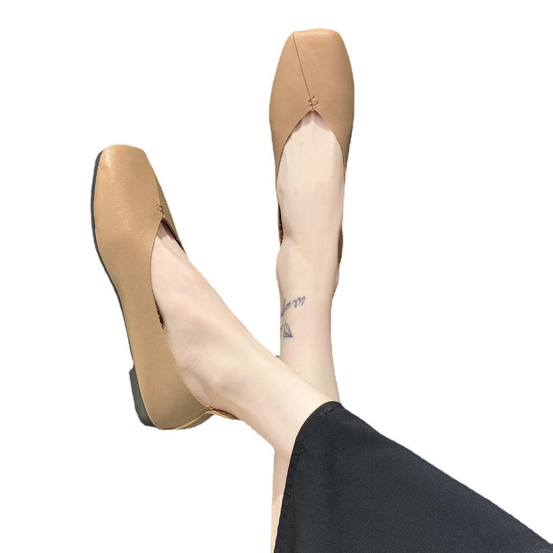 Damen nan quadratische Ballerina-Slipper aus weichem Kunstleder mit gepolstertem Komfortfußbett Drune