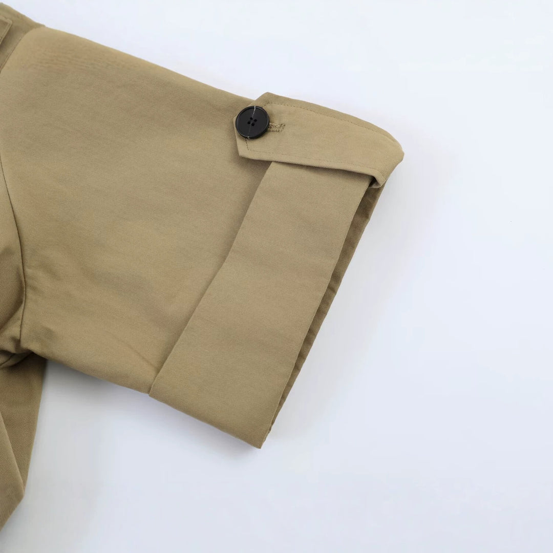 Damen Cropped Doppelreihiges Trenchcape im Boxy‑Schnitt Drune