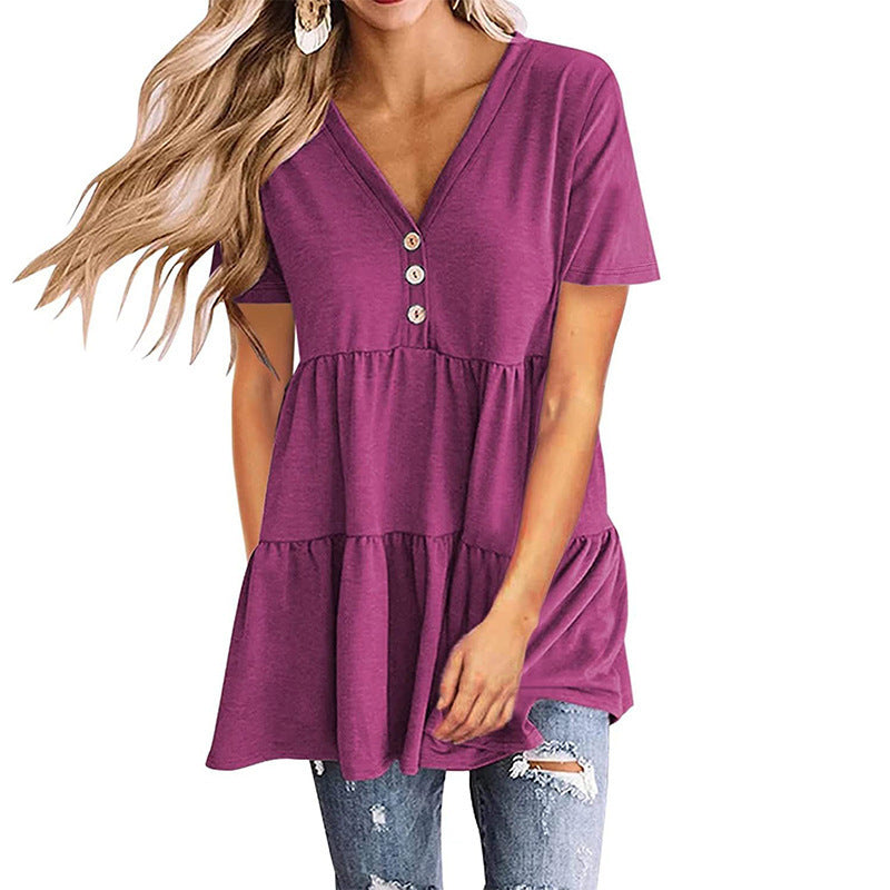 Damen Tunika mit Rüschensaum und Knopfdetails Drune