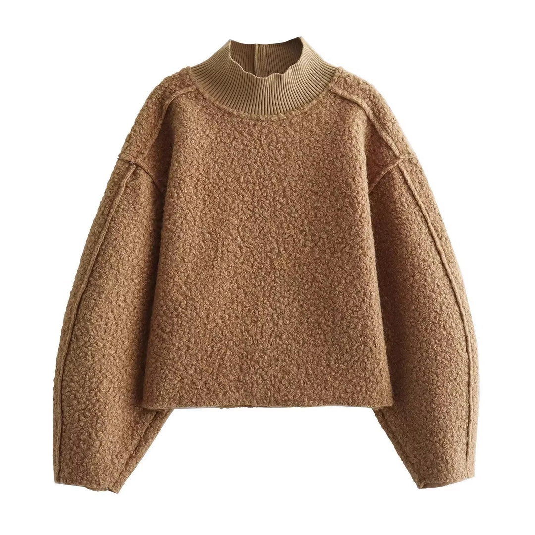 Damen Grobstrickpullover mit hohem Kragen Drune