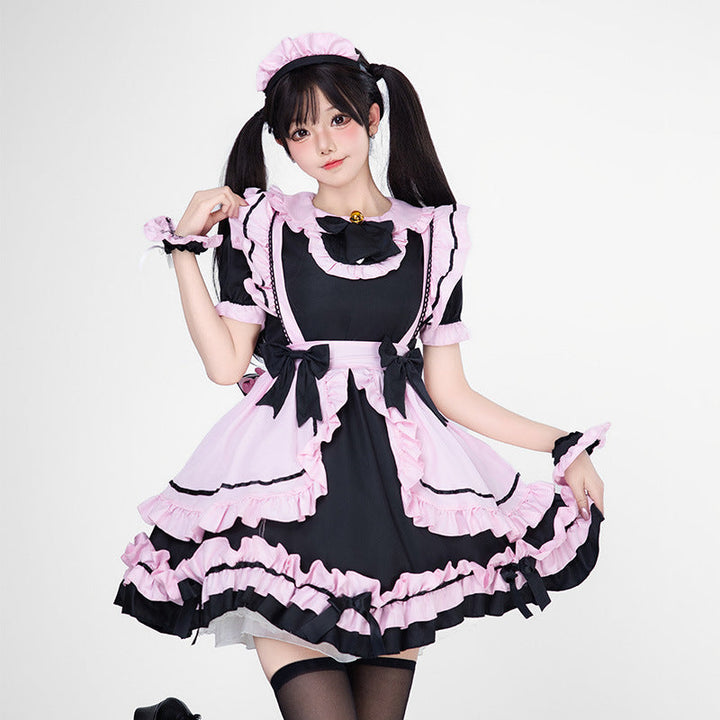 Mädchen verspieltes Kostümkleid mit Rüschen und Katzenohren Drune