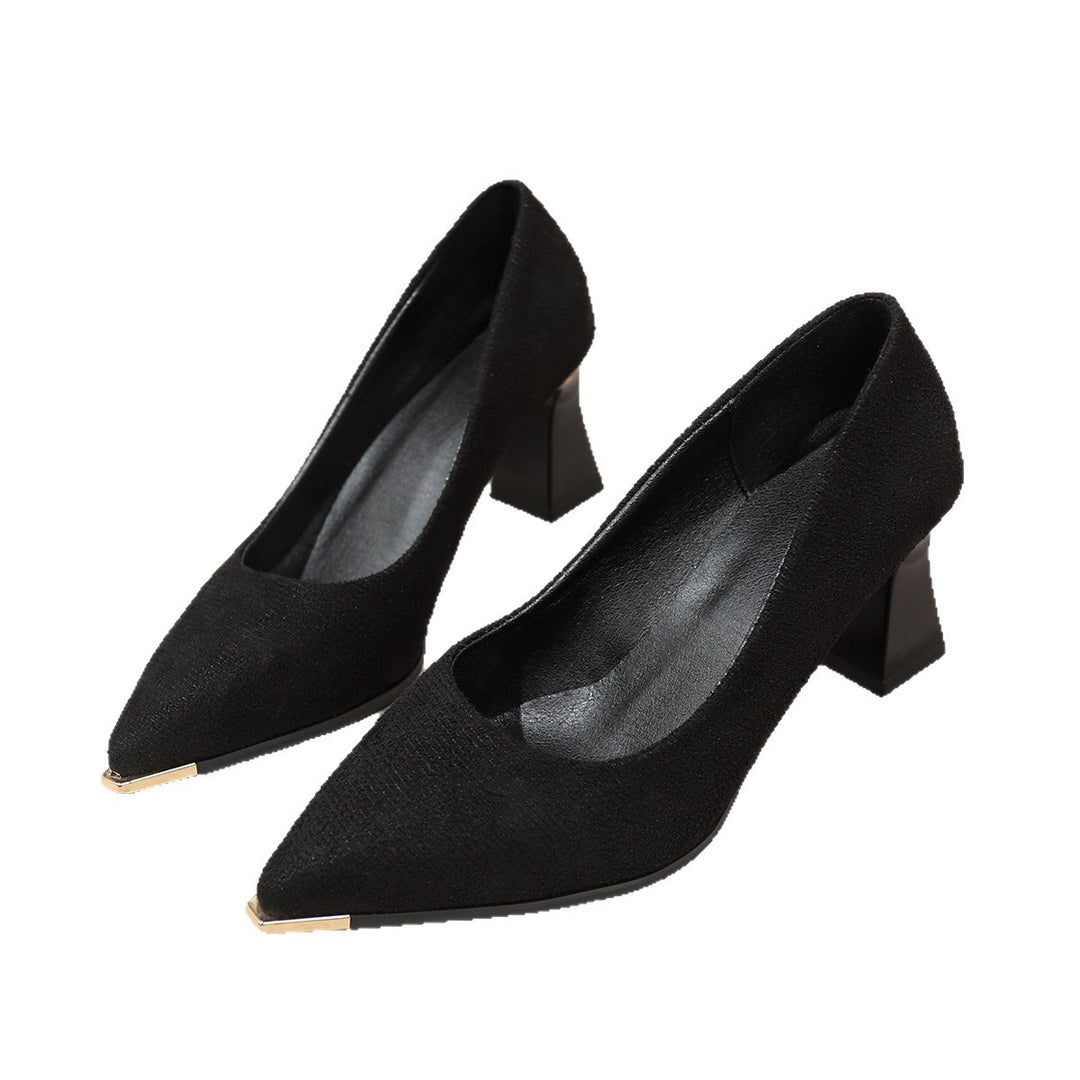 Damen Elegante spitz zulaufende Pumps mit strukturiertem Veloursobermaterial und skulpturalem Blockabsatz Drune
