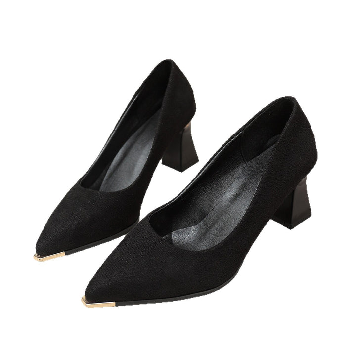 Damen Elegante spitz zulaufende Pumps mit strukturiertem Veloursobermaterial und skulpturalem Blockabsatz Drune