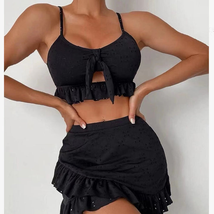 Damen Rüschen Crop-Top mit angesagtem Rock Drune