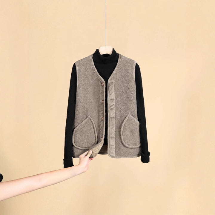 Damen Ärmellose Thermofleece-Weste mit Knopfleiste und Rundtaschen Drune