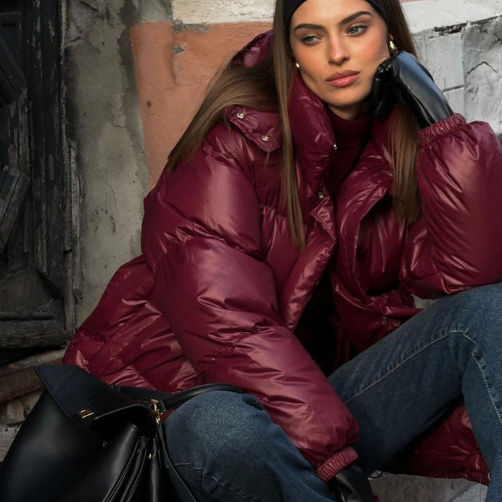Damen Steppjacke mit voluminösem Schnitt und hohem Kragen Drune