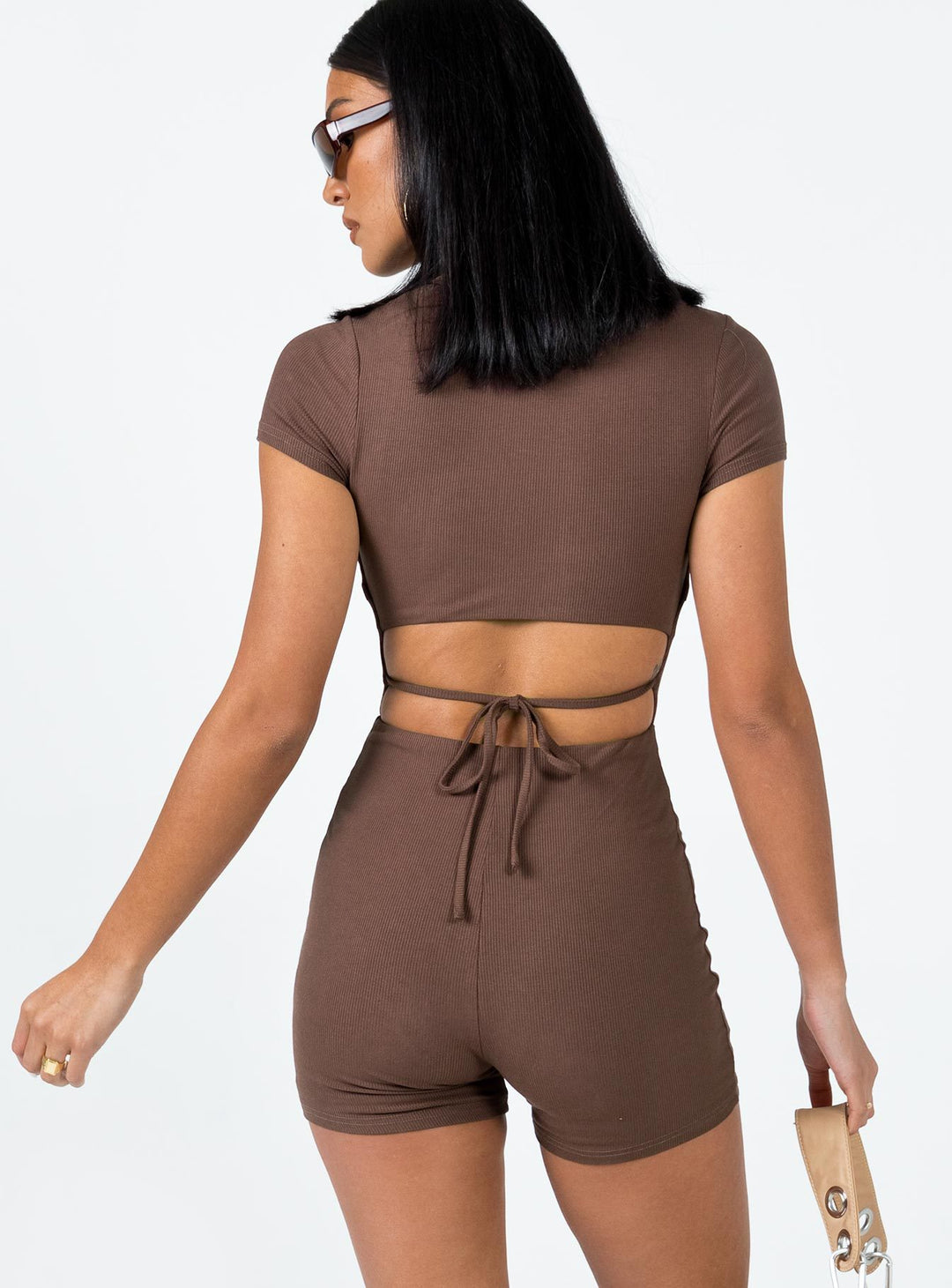 Damen figurbetonter Jumpsuit mit Quadrat-Ausschnitt und kurzem Arm Drune