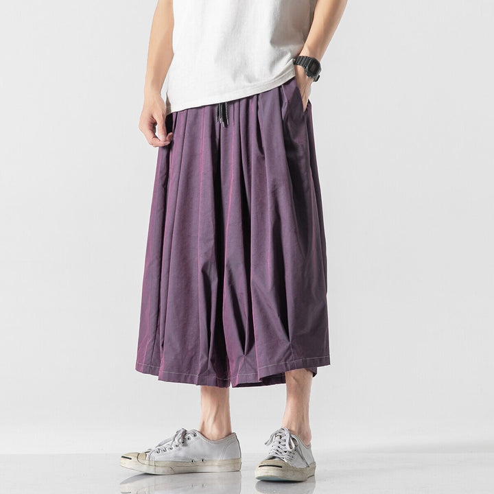 Herren Weit geschnittene Culotte-Loungehose mit tiefem Schritt und elastischem Tunnelzug Drune