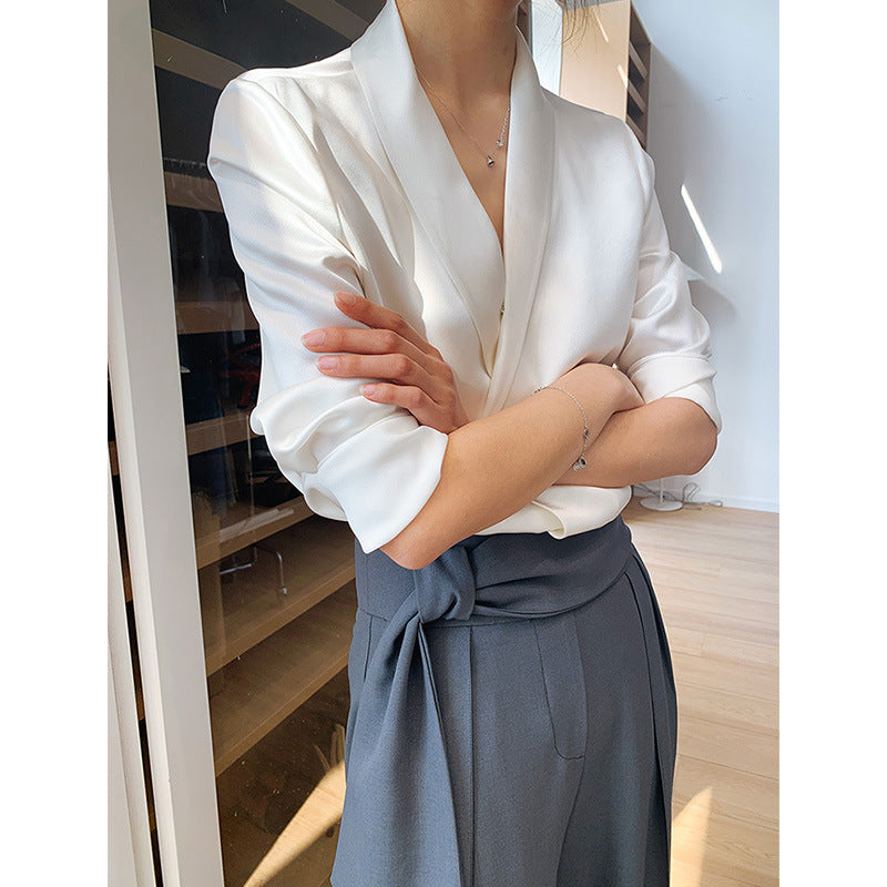 Damen Luxuriöses Satinbluse Drune