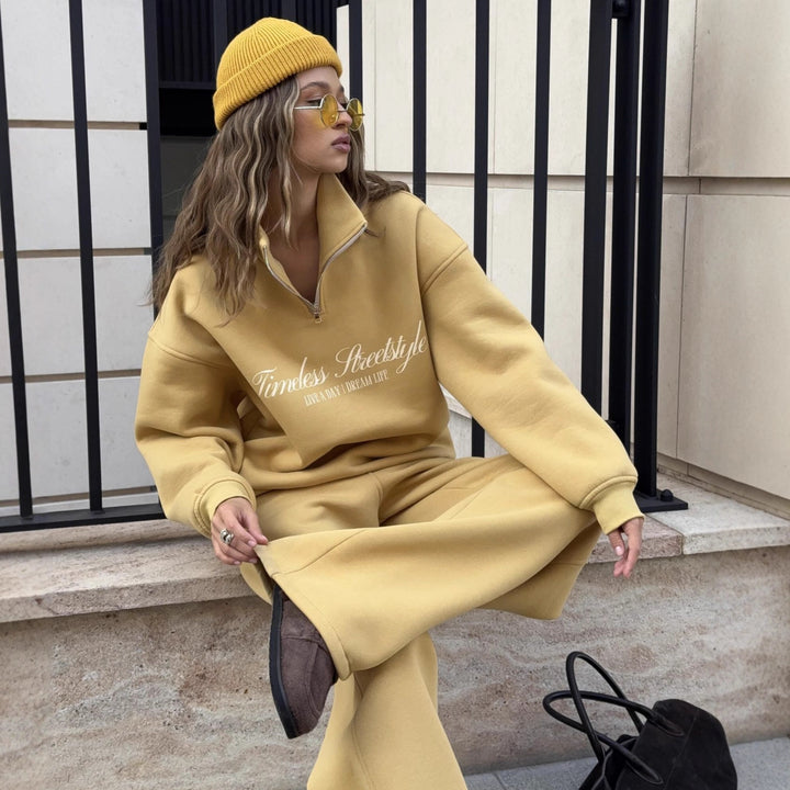 Damen sportlicher Halbärmel Pullover mit durchgehendem Reißverschluss und oversized Schnitt