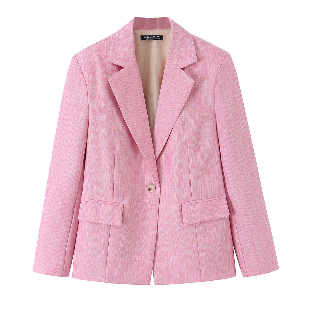 Damen Zweiteiliges Business-Set mit tailliertem Ein-Knopf-Blazer und weiter Bundfaltenhose Drune