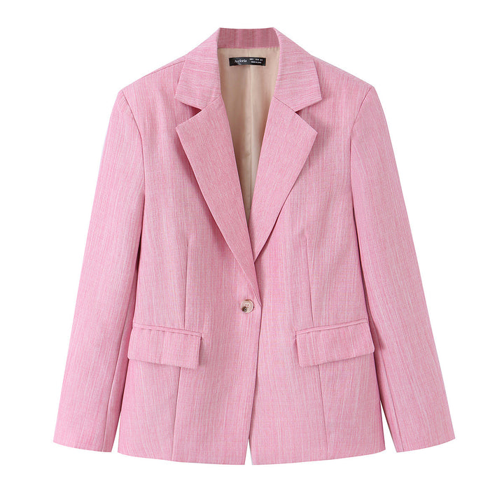 Damen Zweiteiliges Business-Set mit tailliertem Ein-Knopf-Blazer und weiter Bundfaltenhose Drune