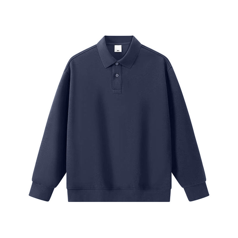 Unisex Oversize-Polo-Sweatshirt mit gerippten Bündchen und Knopfleiste Drune