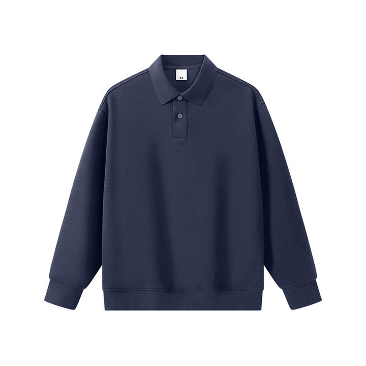 Unisex Oversize-Polo-Sweatshirt mit gerippten Bündchen und Knopfleiste Drune