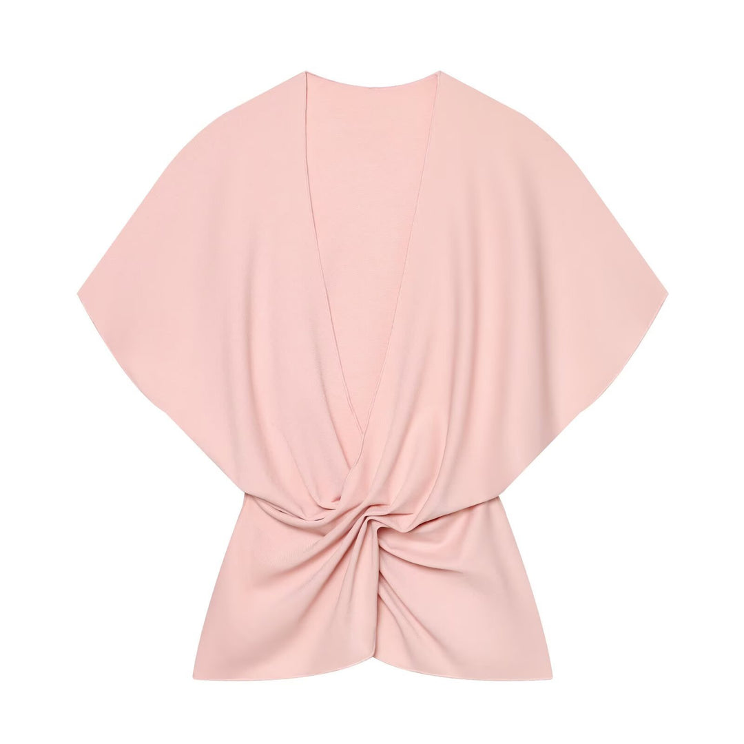 Damen Wickel-Top mit Kimonoärmeln und Twist-Detail Drune