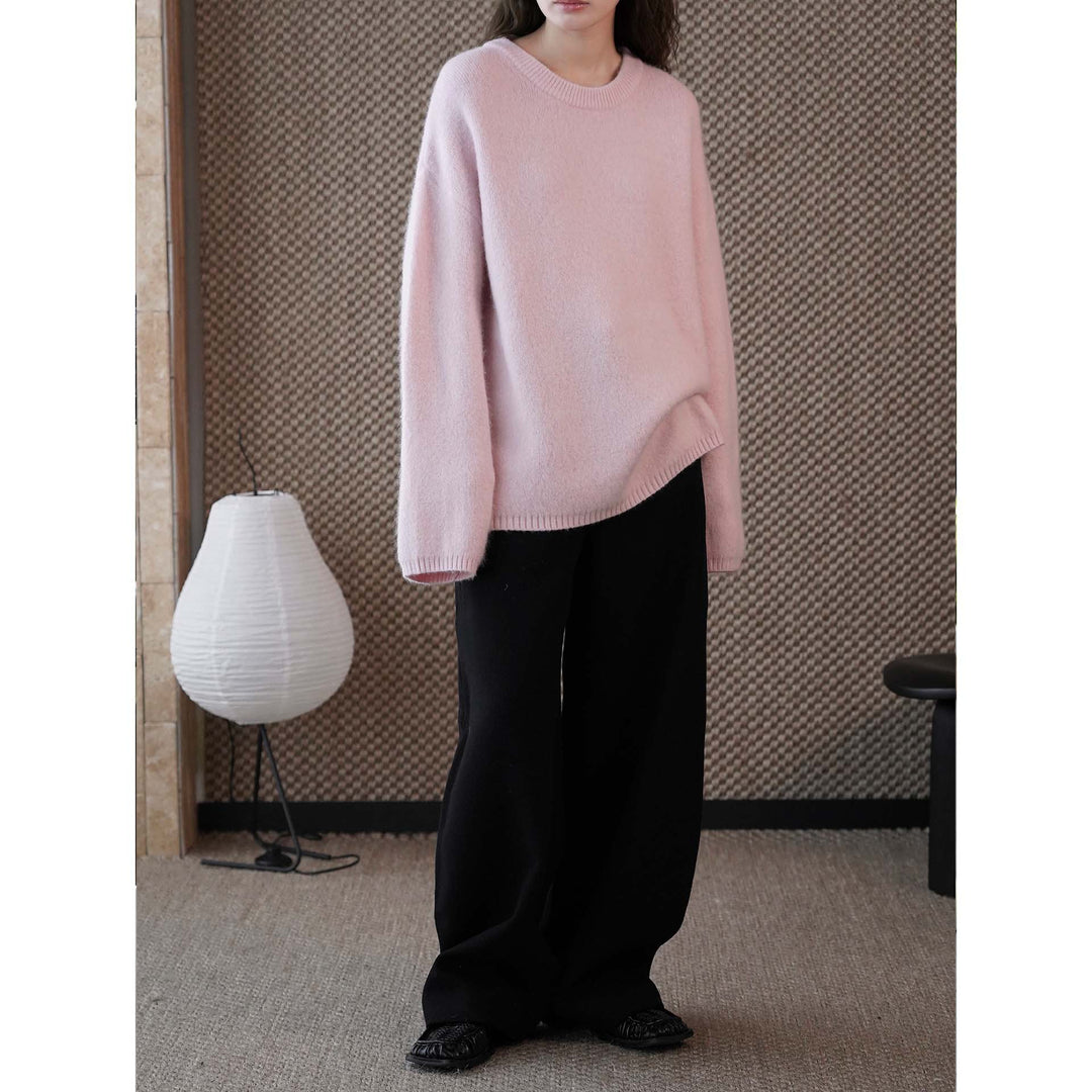 Damen Weicher Oversize-Strickpullover mit Rundhalsausschnitt Drune