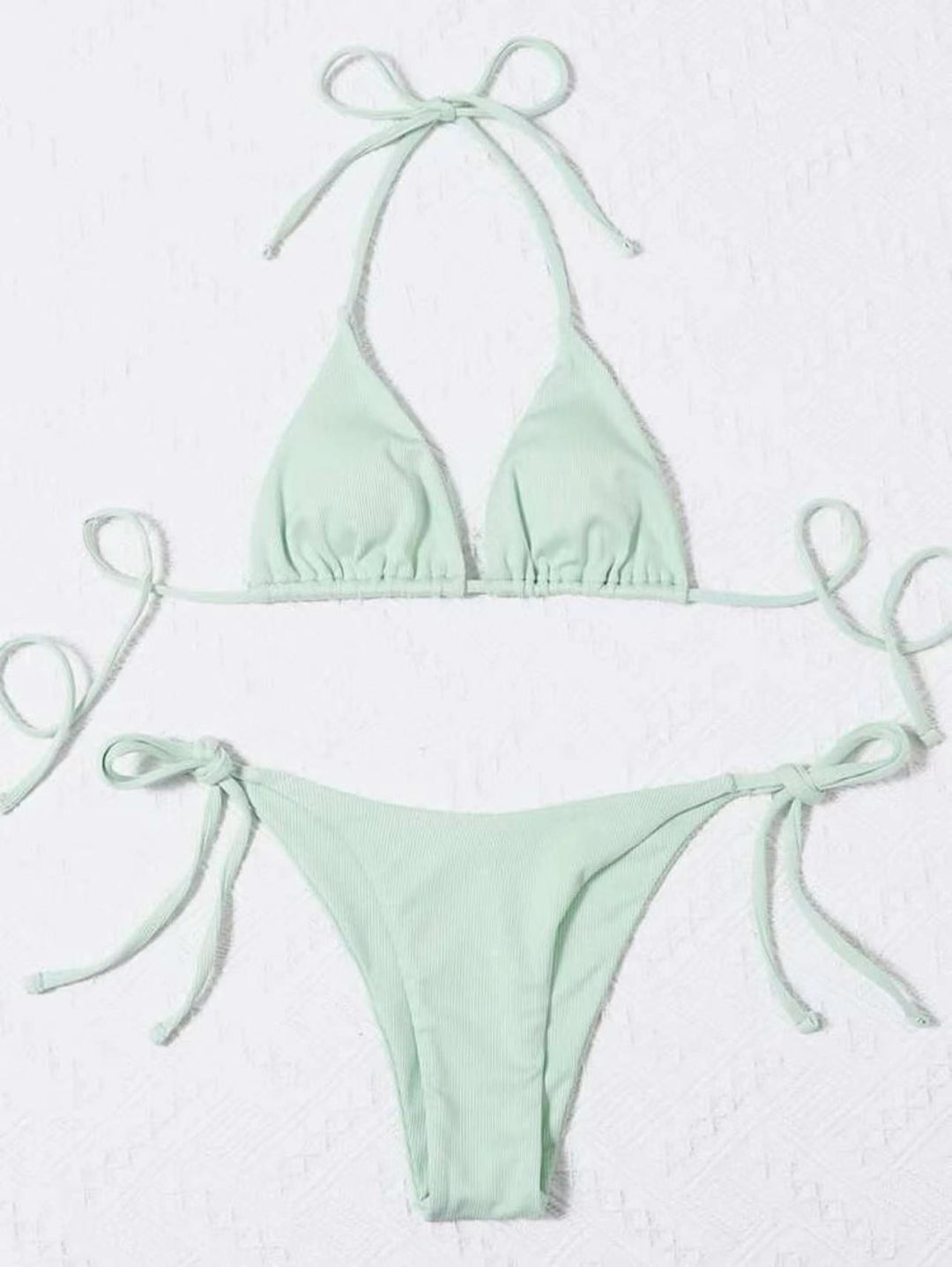 Damen Triangel-Bikini mit verstellbaren Bindebändern und feinem Rippendesign Drune