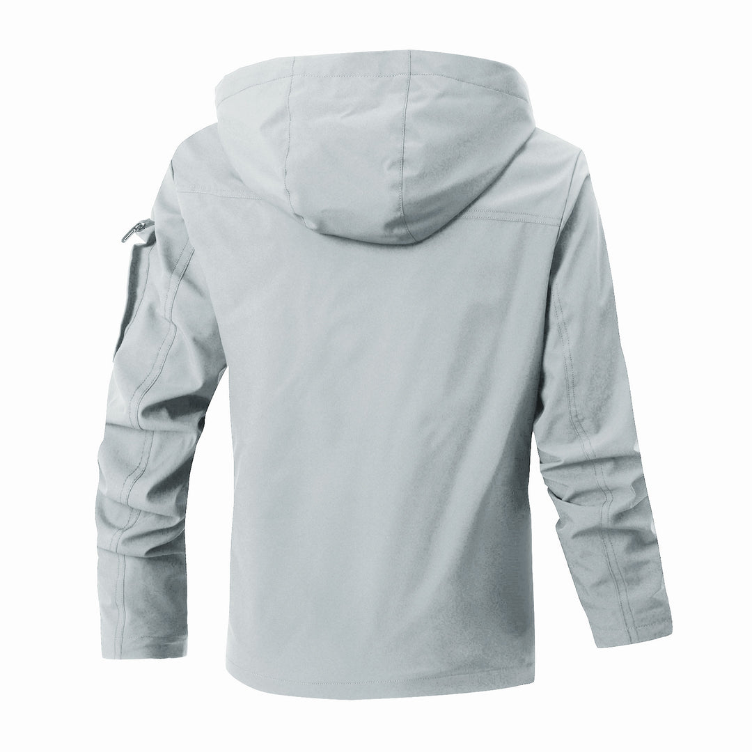 Herren Outdoor-Parka mit karierter Innenfütterung, Kapuze und Multifunktionstaschen Drune