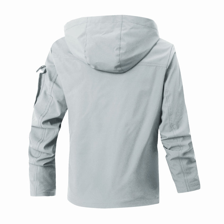 Herren Outdoor-Parka mit karierter Innenfütterung, Kapuze und Multifunktionstaschen Drune